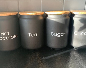 Tea, Coffee, Sugar Label, Vinyl Decal sticker, Kitchen Jar Label, Pantry Canisters, Storage Jars, Organisation,