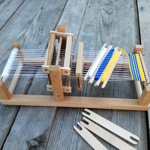 Small Bulgarian Table Loom, Child Weaving Loom,Wooden Loom with traditional rug, Wood Weaving Loom Kit, Hobby gift,small loom, weaving kids image 1