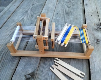 Small Bulgarian Table Loom, Child Weaving Loom,Wooden Loom with traditional rug, Wood Weaving Loom Kit, Hobby gift,small loom, weaving kids