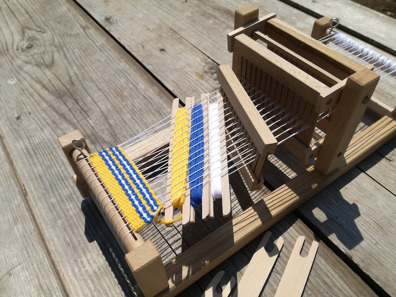 Small Bulgarian Table Loom, Child Weaving Loom,Wooden Loom with traditional rug, Wood Weaving Loom Kit, Hobby gift,small loom, weaving kids image 4