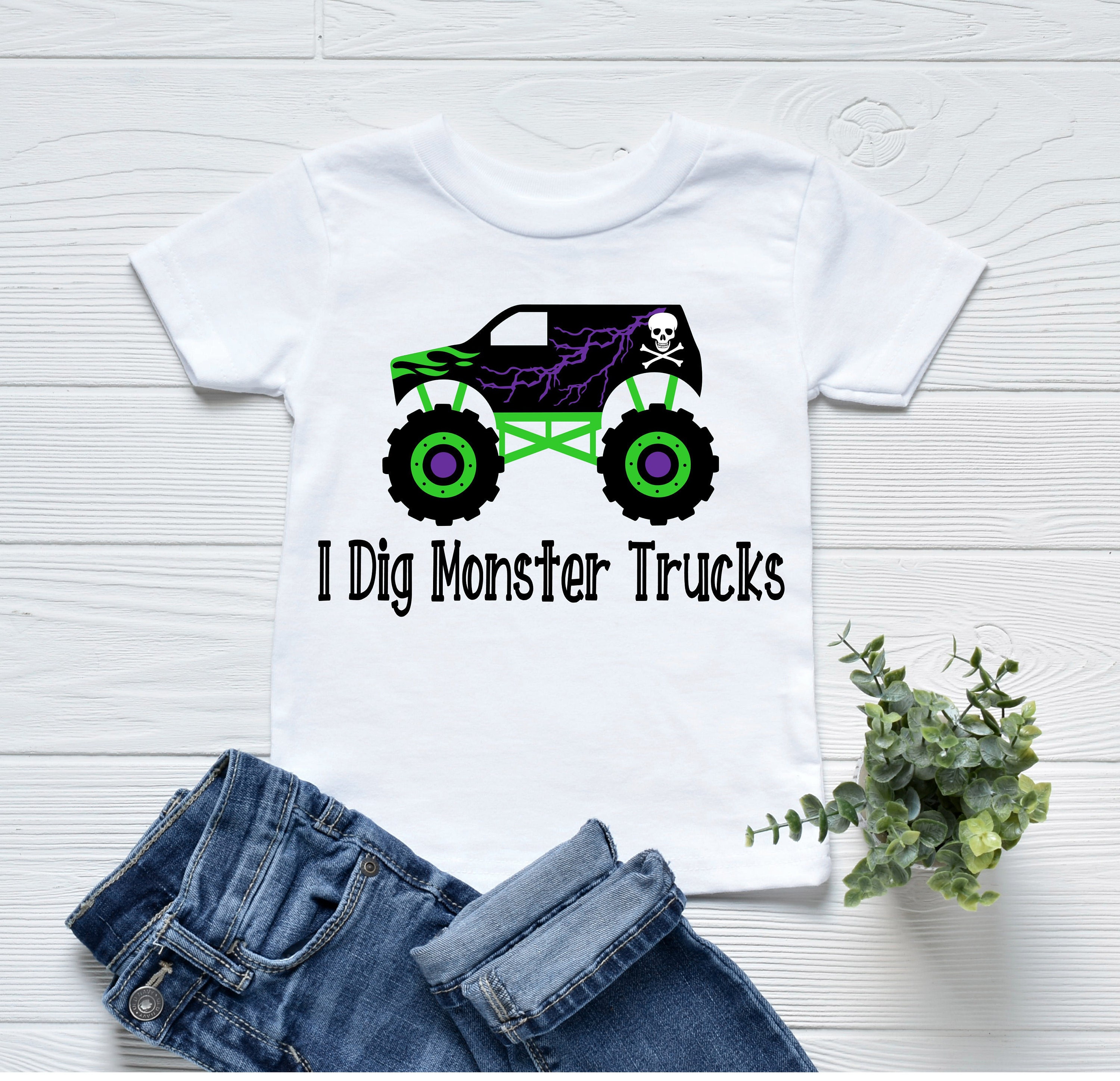 I Dig Monster Trucks Toddler Boy Shirt 