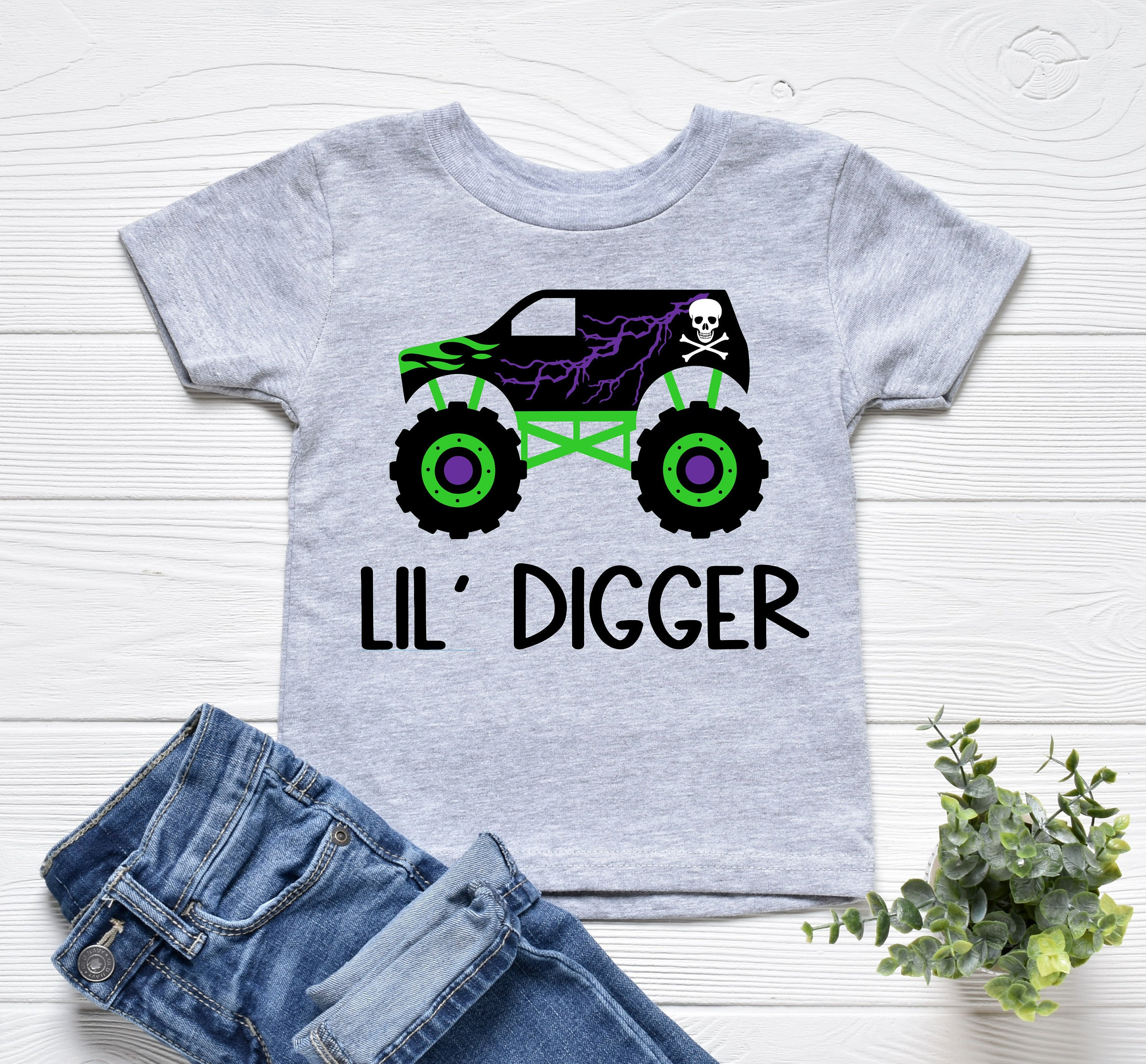 Lil Digger Monster Truck Toddler Boy Shirt Skull Graveyard Popular Monster Trucks Truck Lover Lightning Flames Gift Ideas Etsy Canada