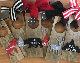 Lumberjack Nursery Clothes Dividers + Wooden Clothes Dividers + Closet Organization + Baby Shower Gift Ideas + Woodland Mountain Nursery