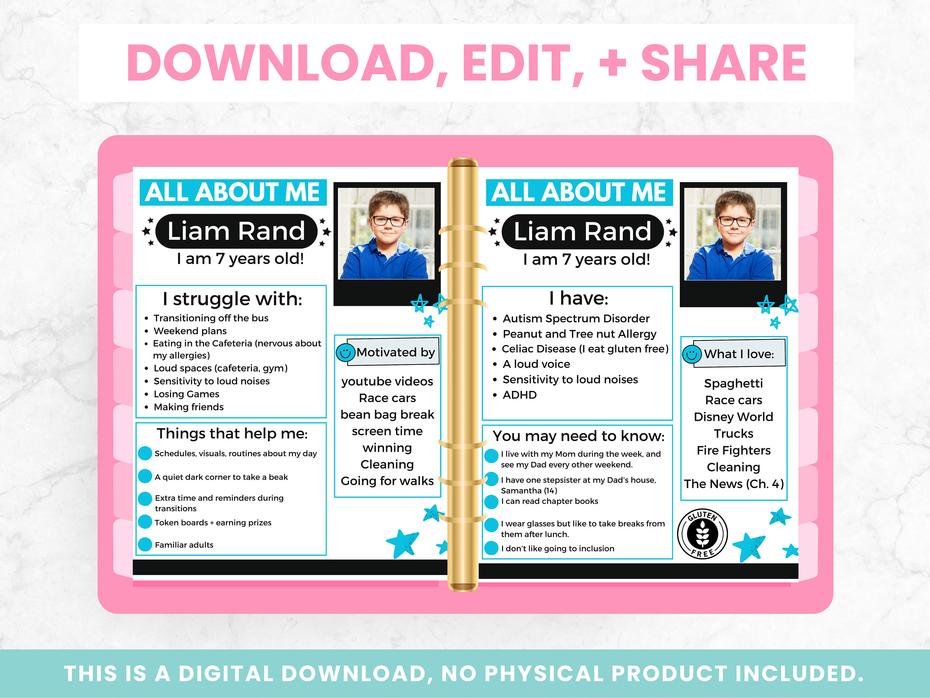 All About Me Editable Template Special Education Therapist and All About Me Editable Template Special Education Therapist and
