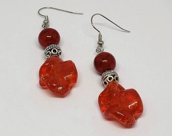 Red Drop Dangle Earrings