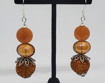 Orange Glass Bauble Earrings
