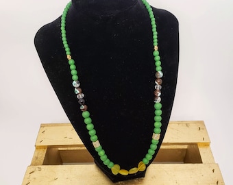 Green Agate and Cubic Zirconia Necklace