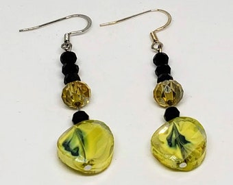 Yellow and Black Bumble Earrings