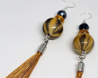 Gold, Black, and Brown Animal Print Earrings