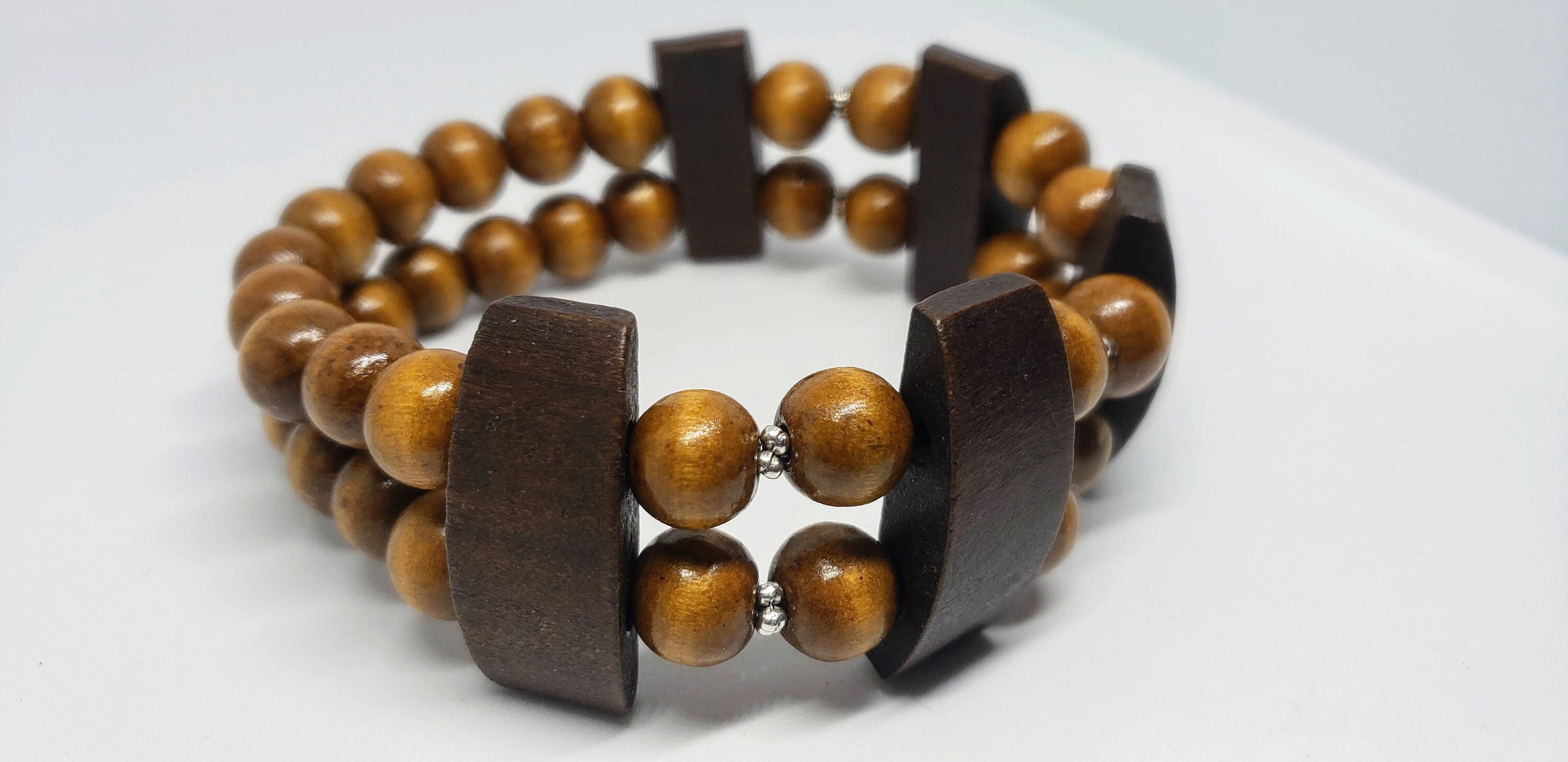 Men/Unisex Double Wood Bracelet