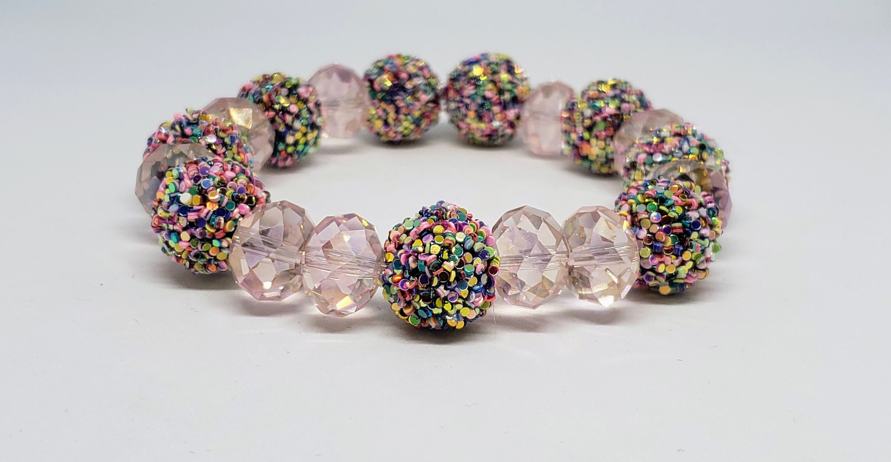 Pink Confetti Explosion Glass Bracelet