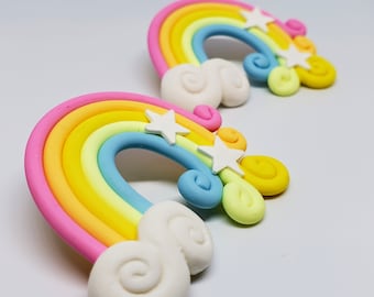 Clay Rainbow Cloud Pushback Earrings