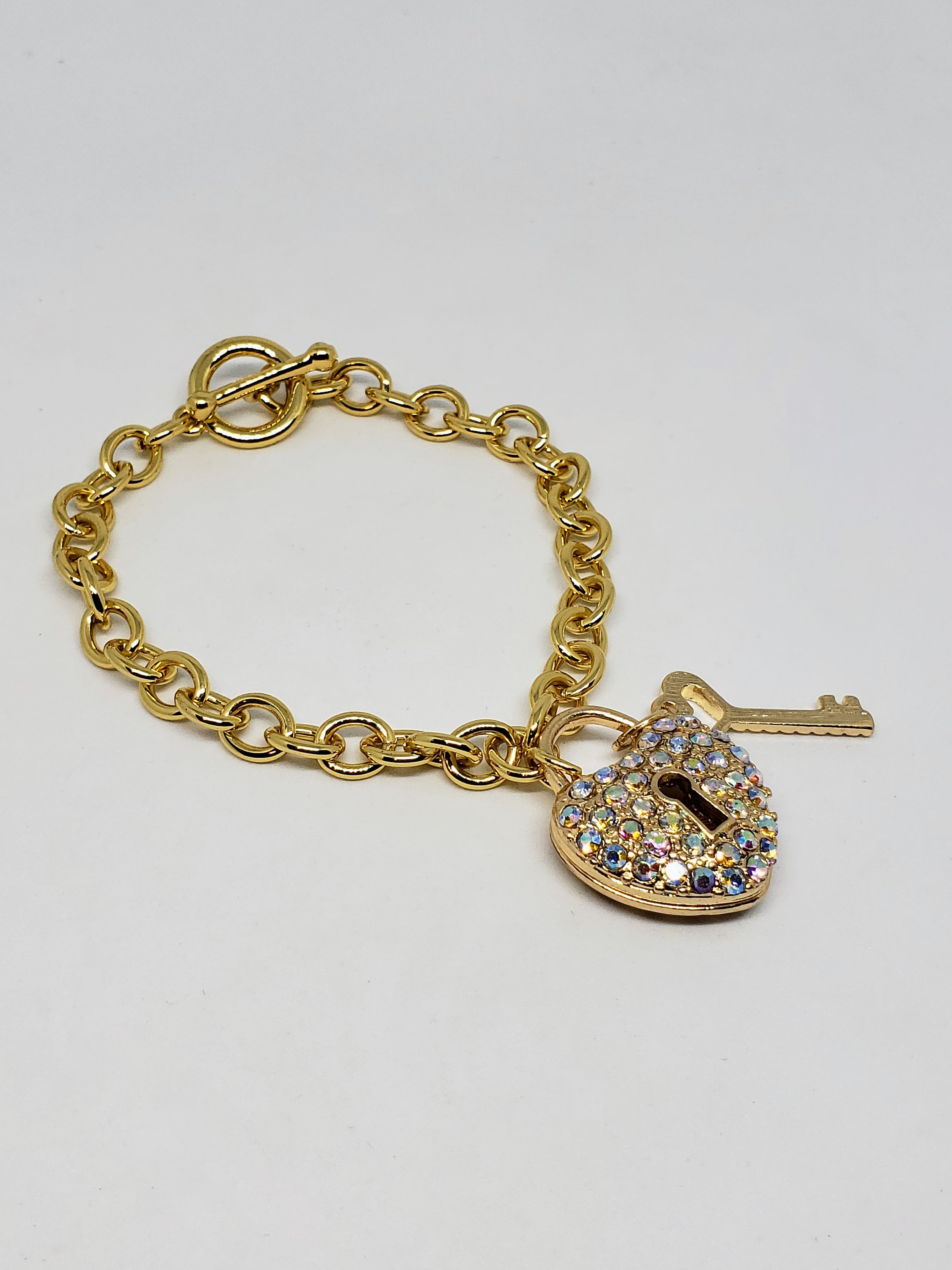 18k Gold Plated Lock and Key Bracelet Etsy