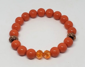 Kid Size Orange Glass Bracelet