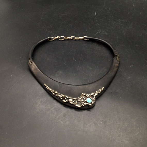 Cecil Sterling Silver & Turquoise Choker Studio A… - image 3