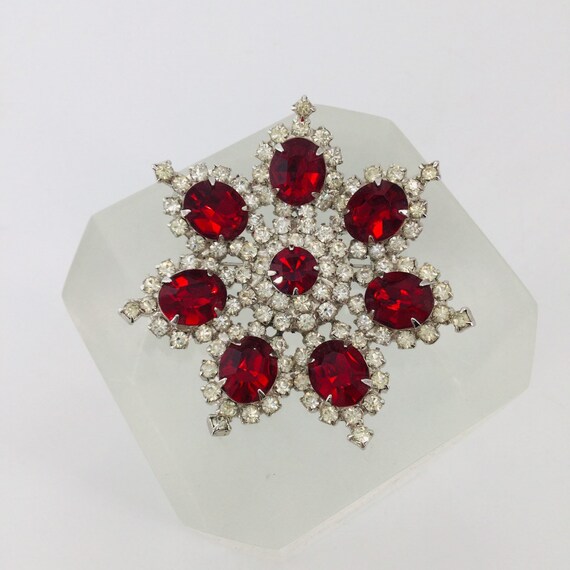 Kramer Dimensional Ruby Red Brooch - image 2