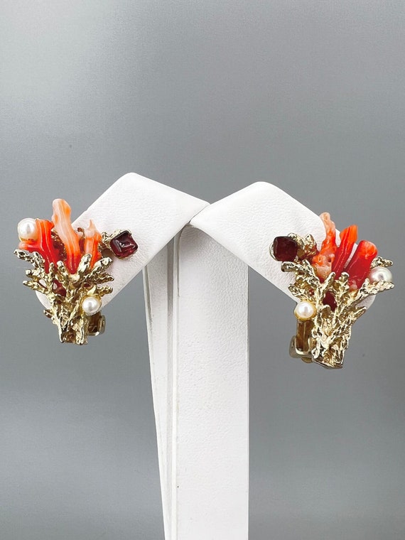 Swoboda Sea Coral Clip Earrings - image 1