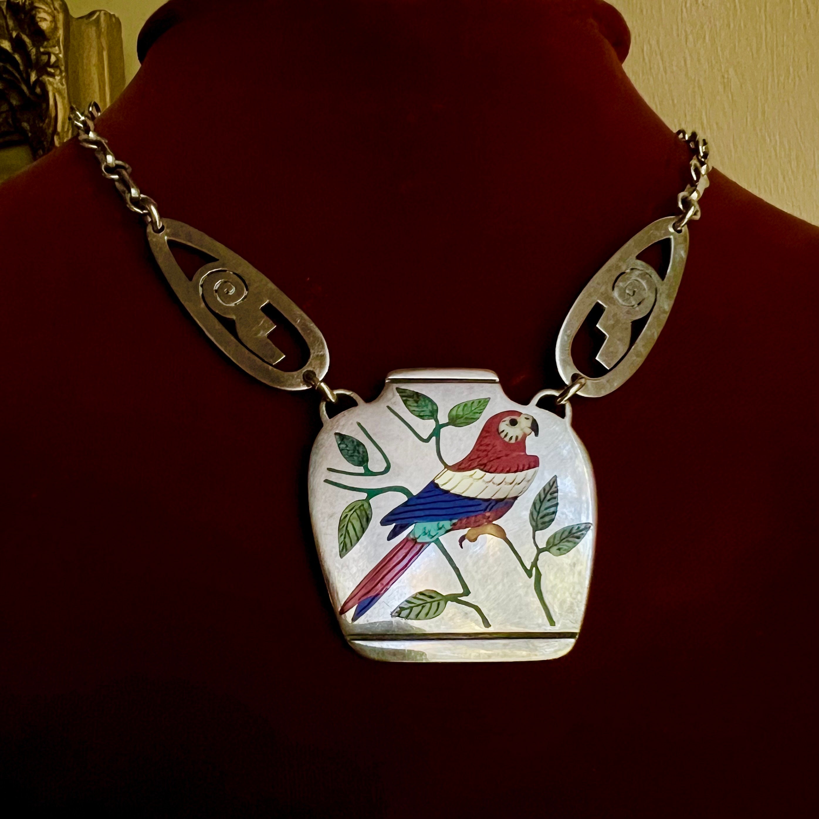 Laconsello Parrot Necklace Zuni Native American RN Vintage