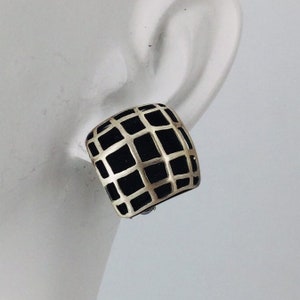 Vintage Grid Sterling Earrings Clipon