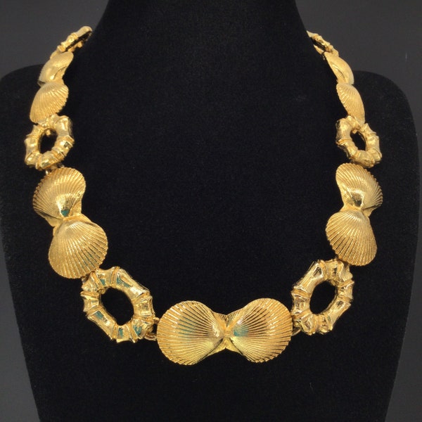 Mimi Di N 1974 Nautical Shell Golden Necklace