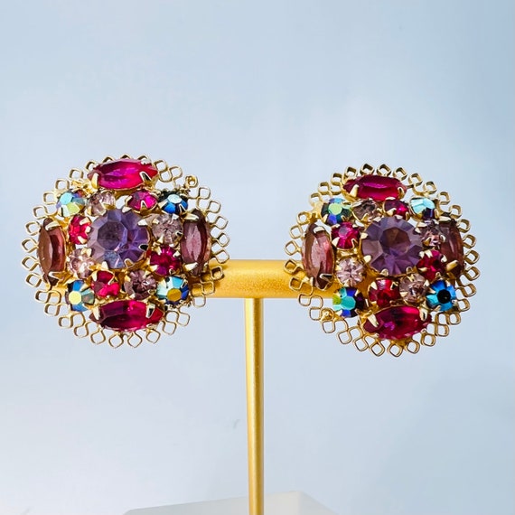 Kramer Austria Clipon Earrings Crystal - image 4