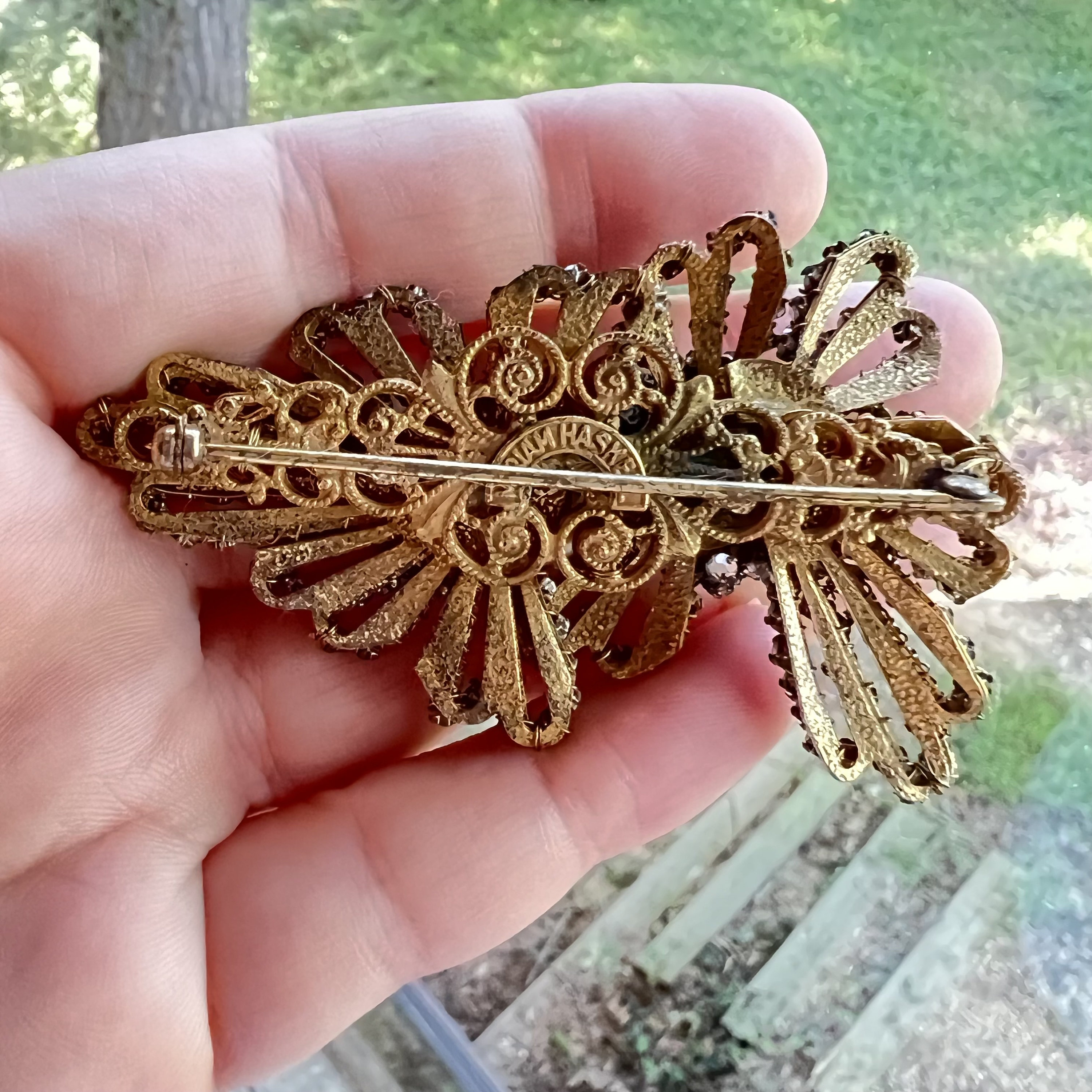 Miriam Haskell Necklace & Brooch Encrusted Baroque Pearl and