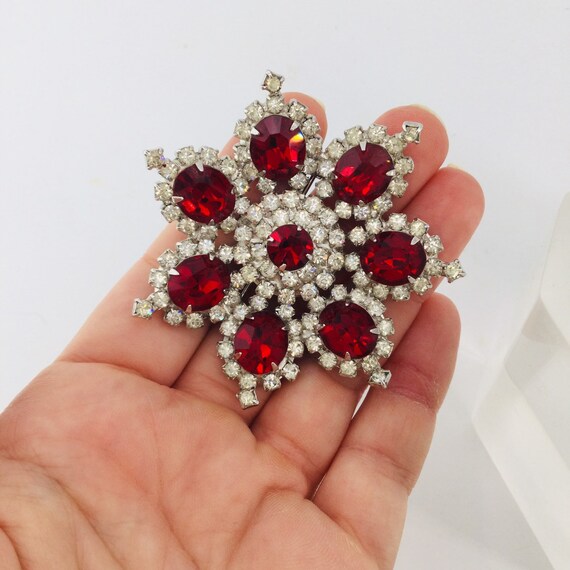 Kramer Dimensional Ruby Red Brooch - image 3