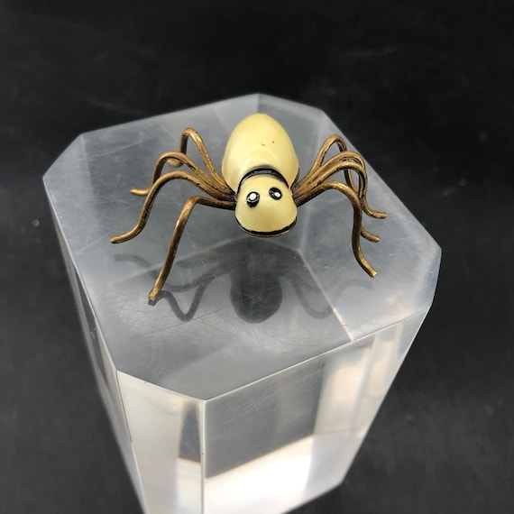 Antique Spider Celluloid Brass Bug Insect