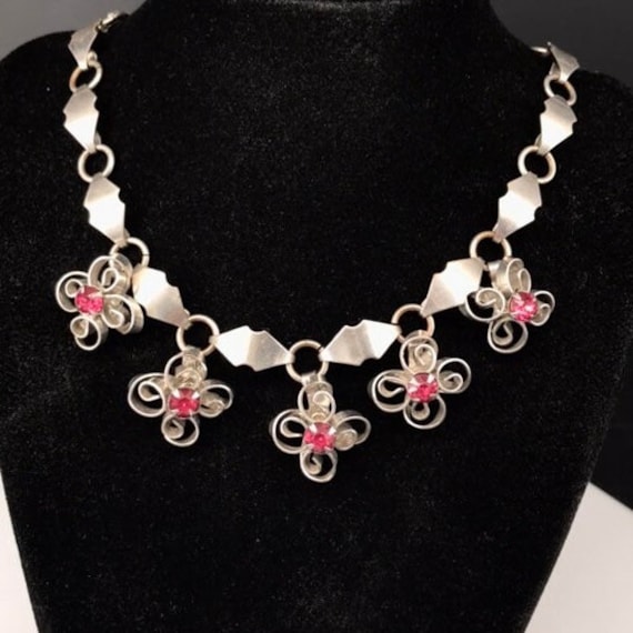 Early Coro Necklace Pink Rhinestones - image 1