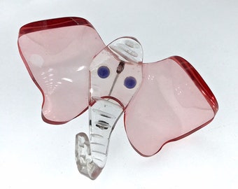 Lucite pink elephant brooch Vintage