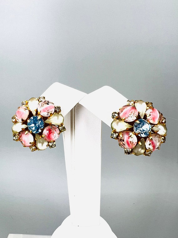 Hobe Givre Rhinestone Earrings Clipon - image 3