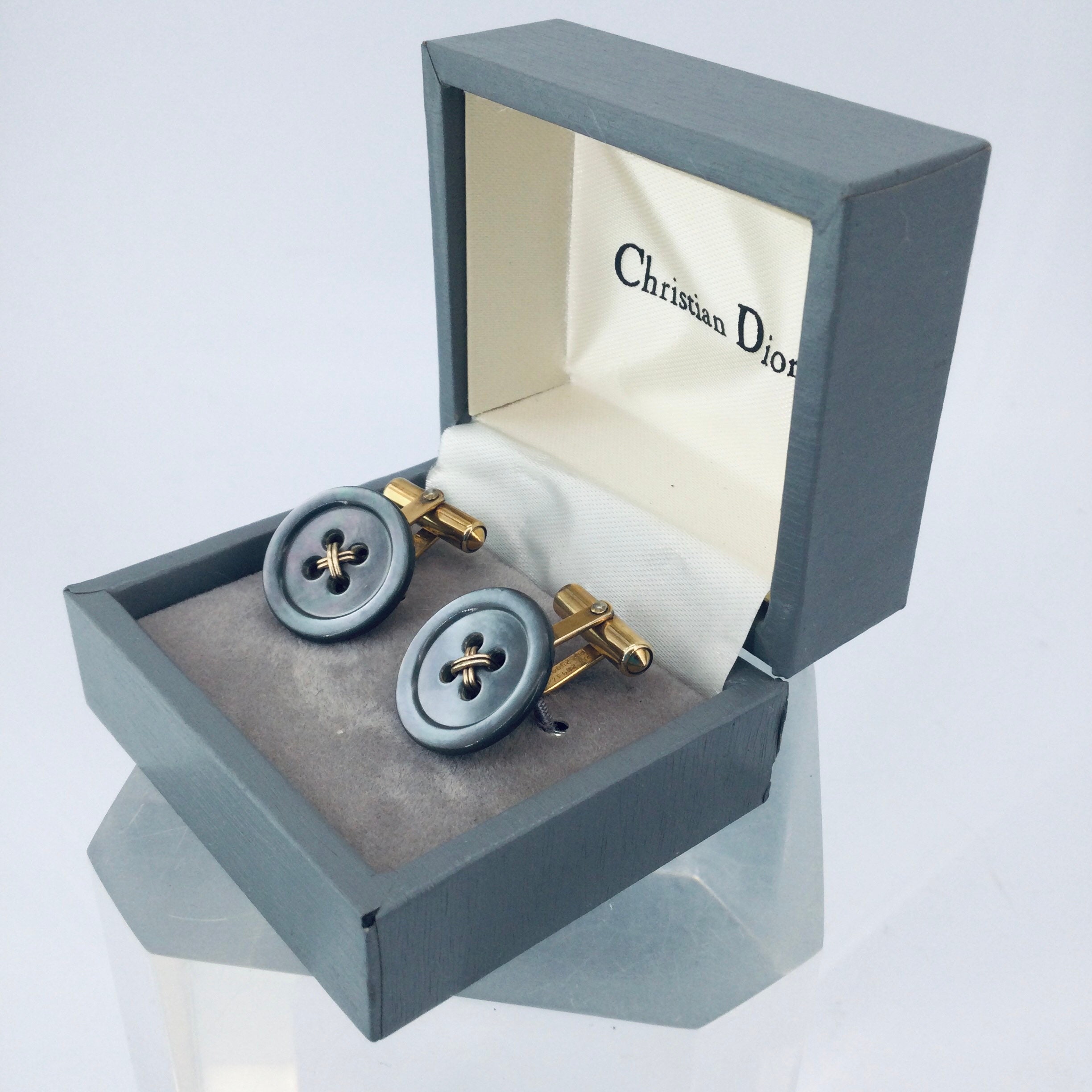 Vintage Dior Cufflinks MOP 12k Gold Filled Christian Dior Etsy