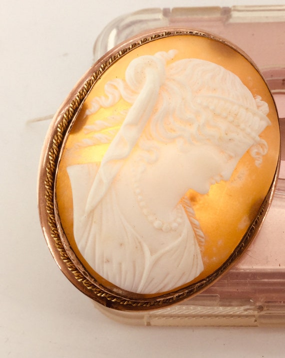 Victorian English Pendant Brooch Cameo Rose and 1… - image 5