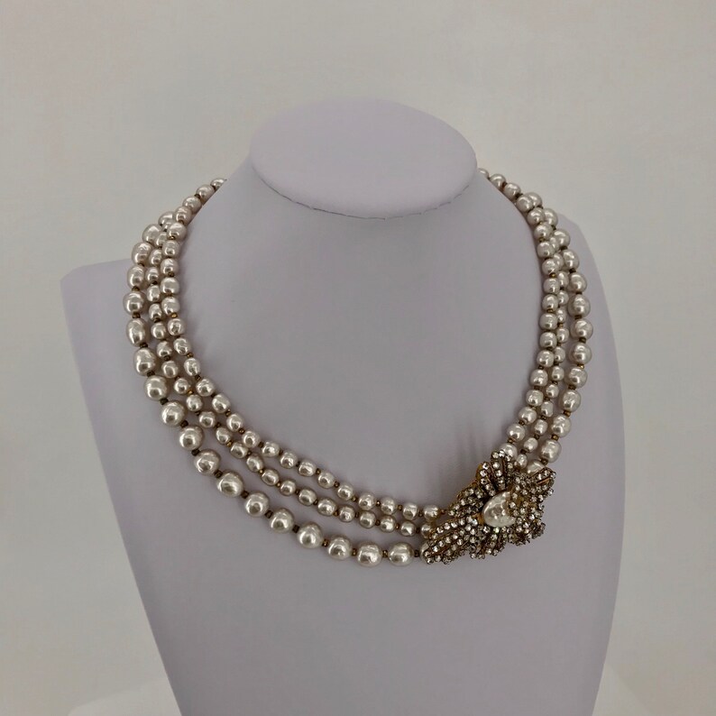 Miriam Haskell Encrusted Baroque Pearl and Rhinestone Necklace - Etsy