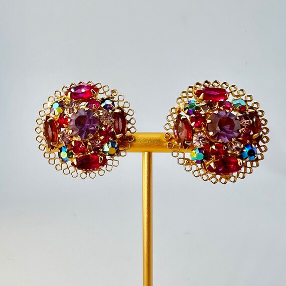 Kramer Austria Clipon Earrings Crystal - image 3