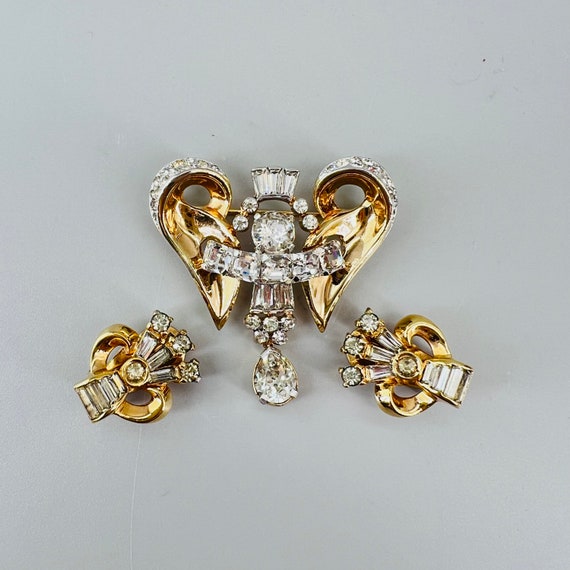 Mazer Angel Set Brooch & Earrings Set 1940s - image 4