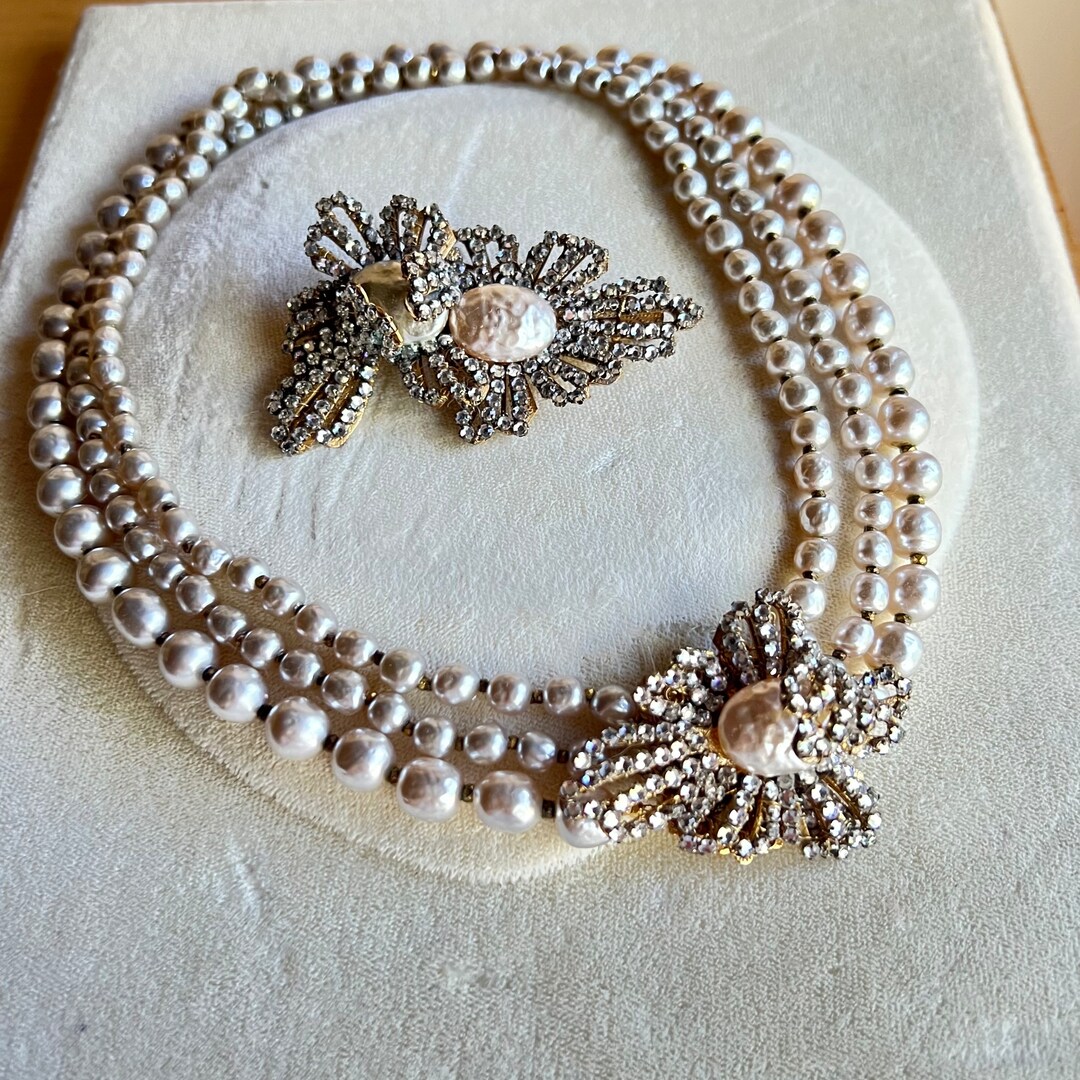 ミリアムハスケル　ネックレス　セット ミリアム ハスケル ネックレス & ブローチ バロック パールと