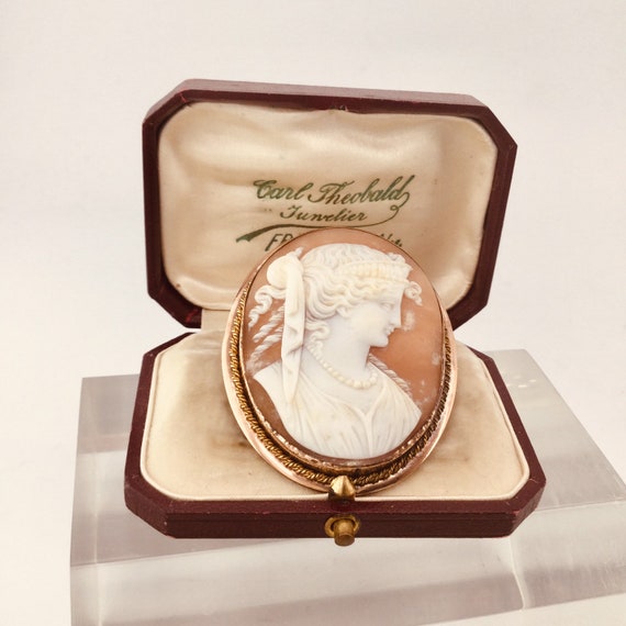 Victorian English Pendant Brooch Cameo Rose and 1… - image 2