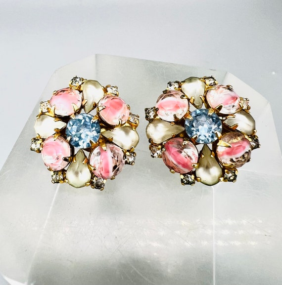 Hobe Givre Rhinestone Earrings Clipon - image 2