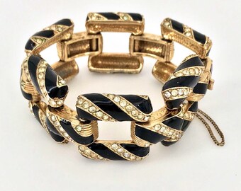Ciner Pave Bracelet Chain Link Enameled Rhinestone Art Deco