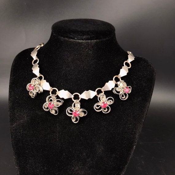 Early Coro Necklace Pink Rhinestones - image 4