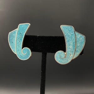 Crushed Turquoise Sterling Screw Earrings Taxco