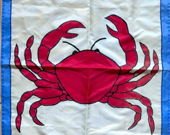Vintage Crab Flag Banner. Fabric Applique. Handmade. Fade and Mildew Resistant. 40" x 28"