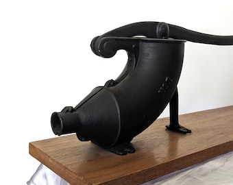 Antique "No. 1" Cast-Iron Sausage & Food Press on Original Mahogany Base Manufactured 1890s–1910s