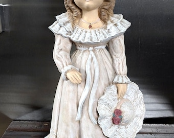 Vintage Dot Makowski Original Ceramic Figurine - Girl with Hat - 14"