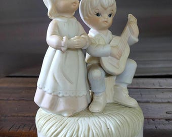Vintage Figurine Musical Children's World Collection by Erich Stauffer Music Time 1983, Melody from the past