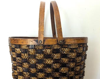 1996 Longaberger Traditions "Fellowship" Basket - Rare Braided Weave - Primitive Farmhouse Decor - Large Dual Handle