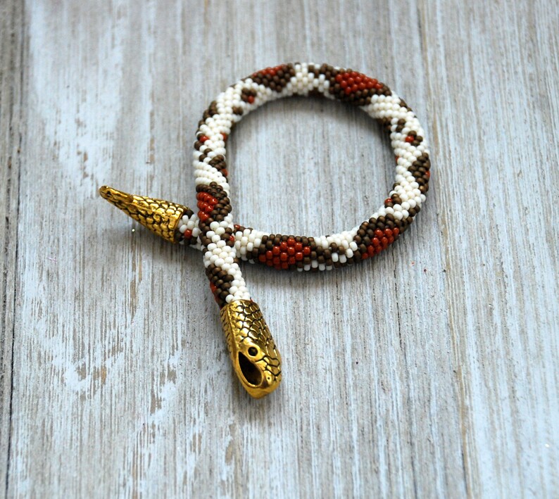 Beaded Snake Bracelet, Beadwork Bracelet, Seed Beads Bracelet, Bead