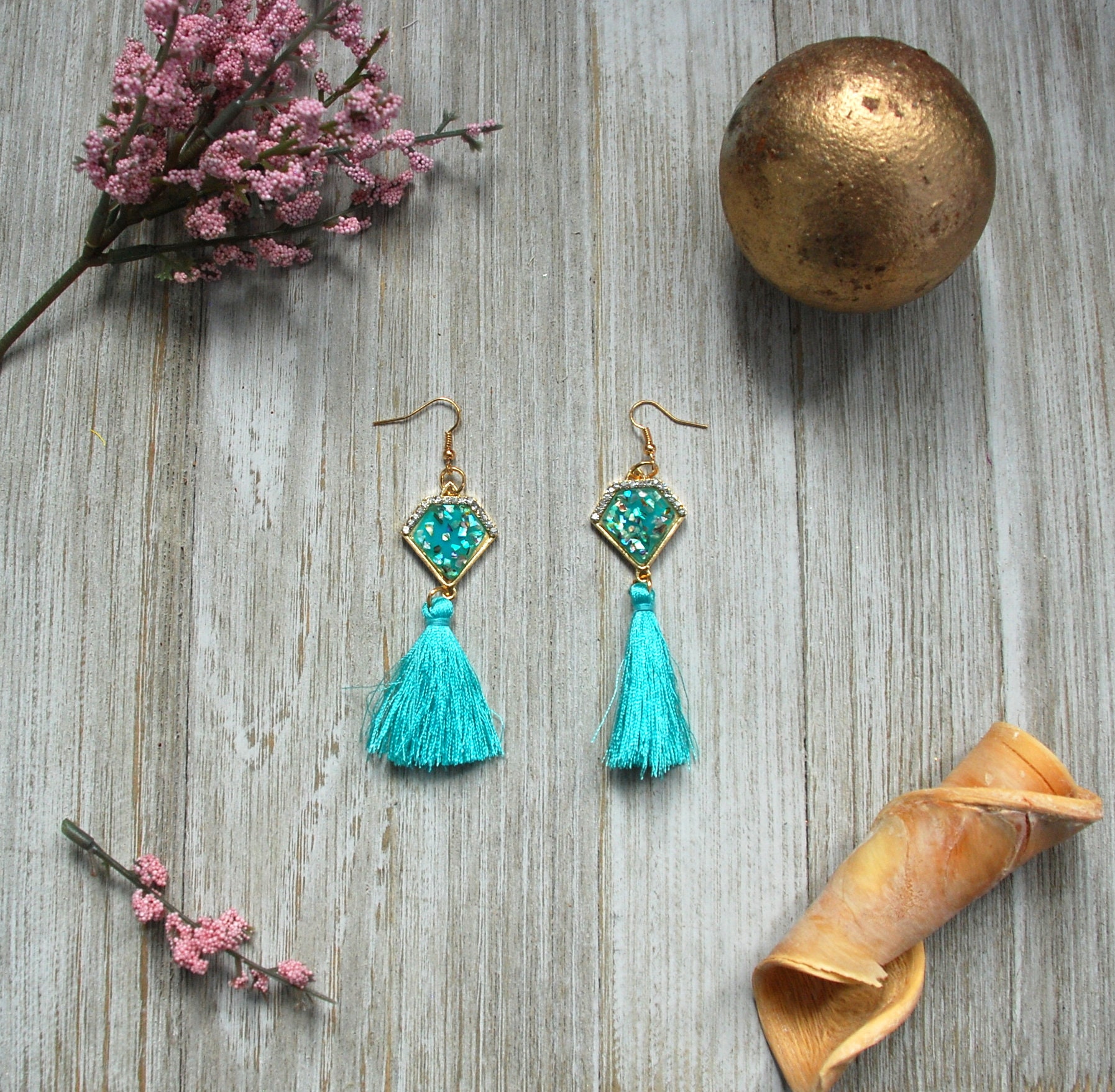 Blue Tassel Earrings - Etsy Canada