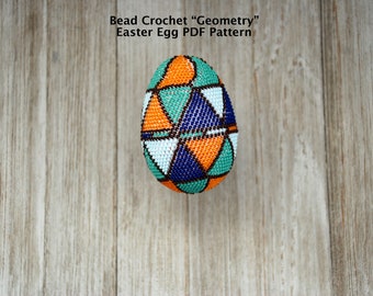 Easter Egg Geometric Pattern, Beaded Egg Pattern, PDF Download, PDF Scheme, Bead Crochet Egg Tutorial, Easter Egg Craft